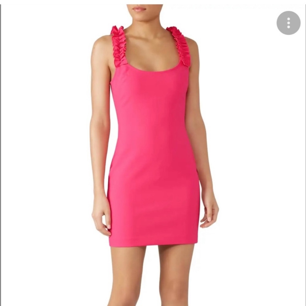 LIKELY | Elana Ruffle Strap Hot Pink Mini Dress